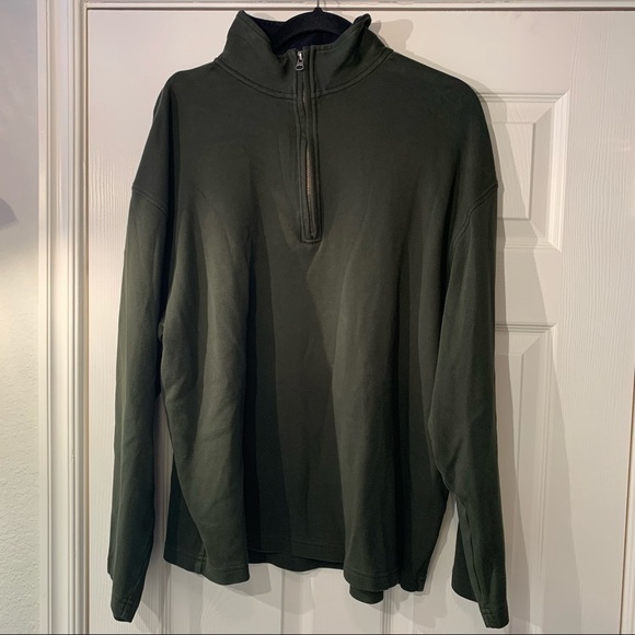 Men’s Alan Flusser Pima Cotton 1/4 Zip Green Mock Neck Pull Over XXL - Picture 1 of 6